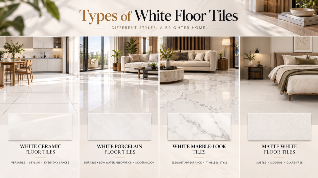 types of white floor tiles