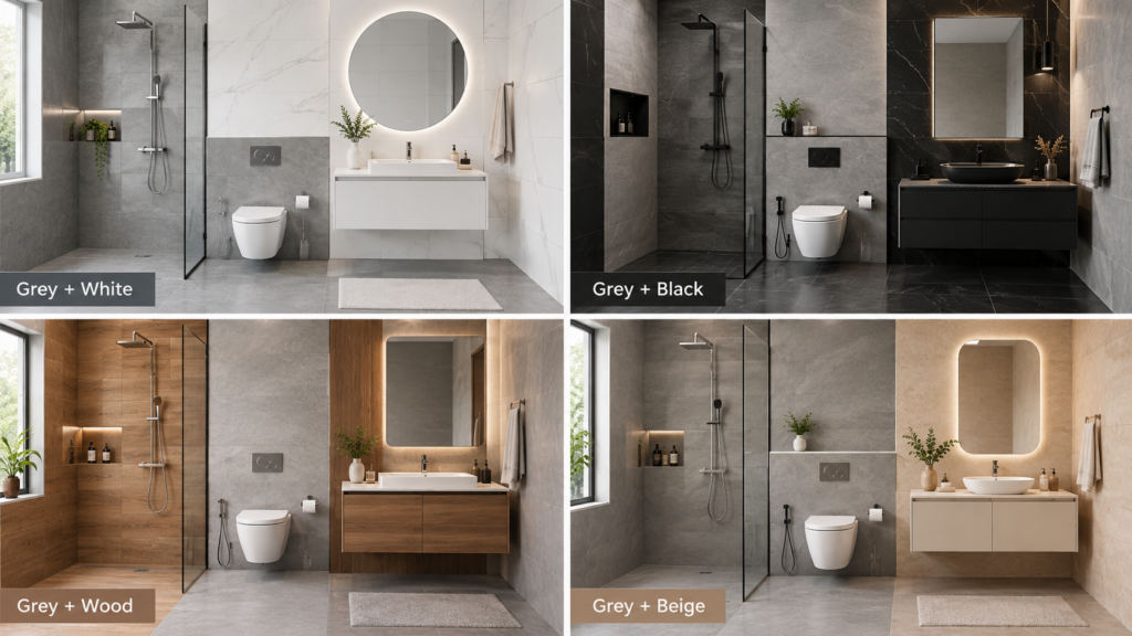 Grey Bathroom Tiles Colour Combinations