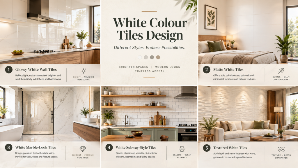 different types of white color tiles