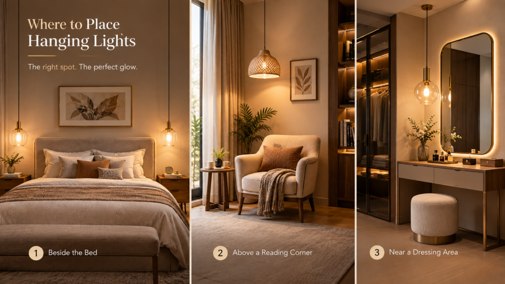 where to place bedroom hanging lights