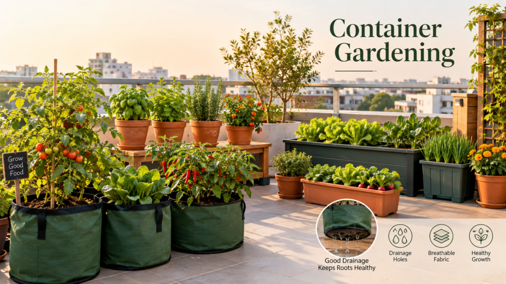 container gardening for rooftop garden plants