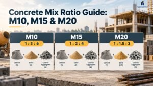 Read more about the article Concrete Mix Ratio Guide: M10, M15 & M20 Proportions