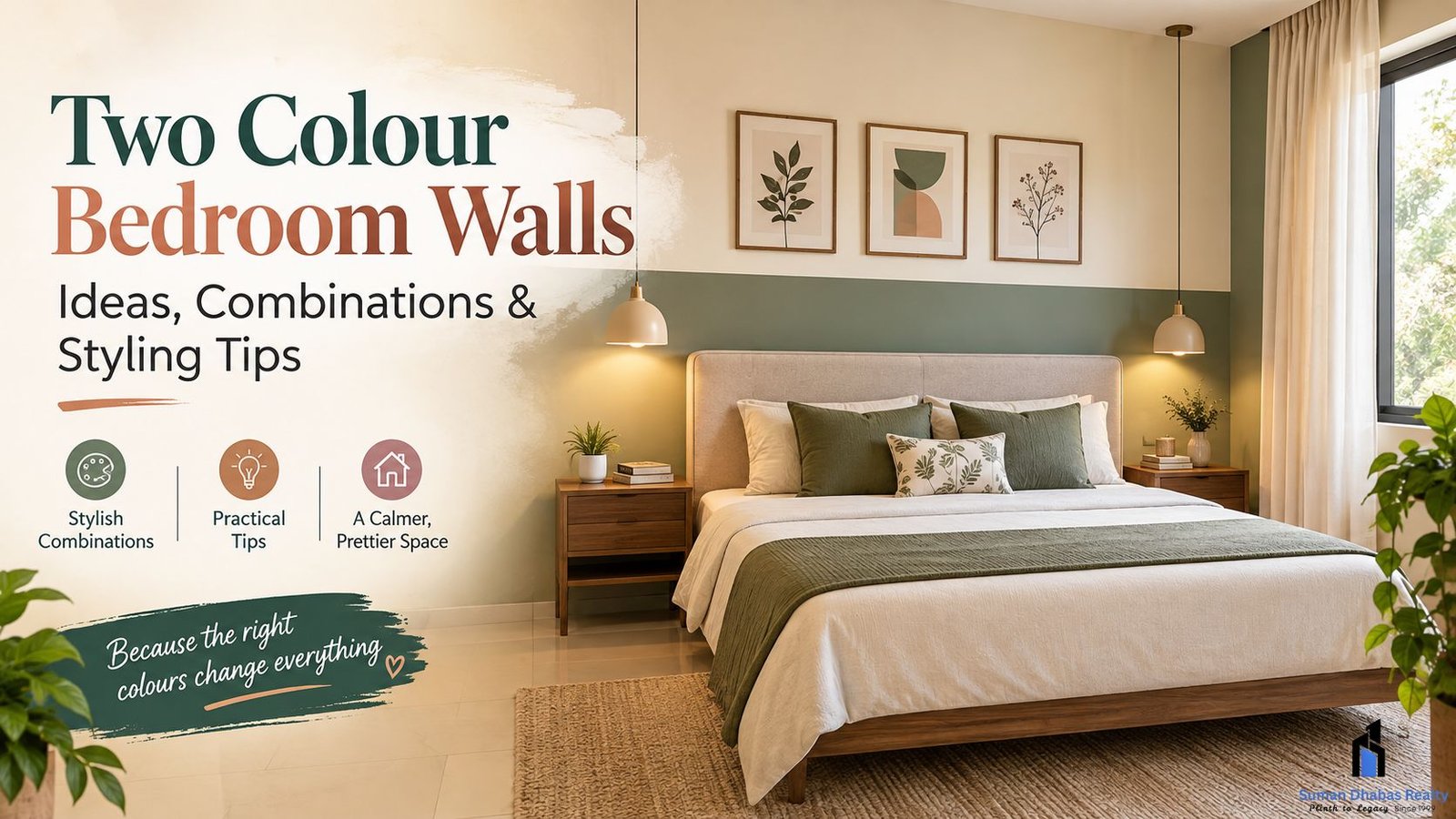 Read more about the article Two Colour Bedroom Walls: Stylish Combinations & Ideas