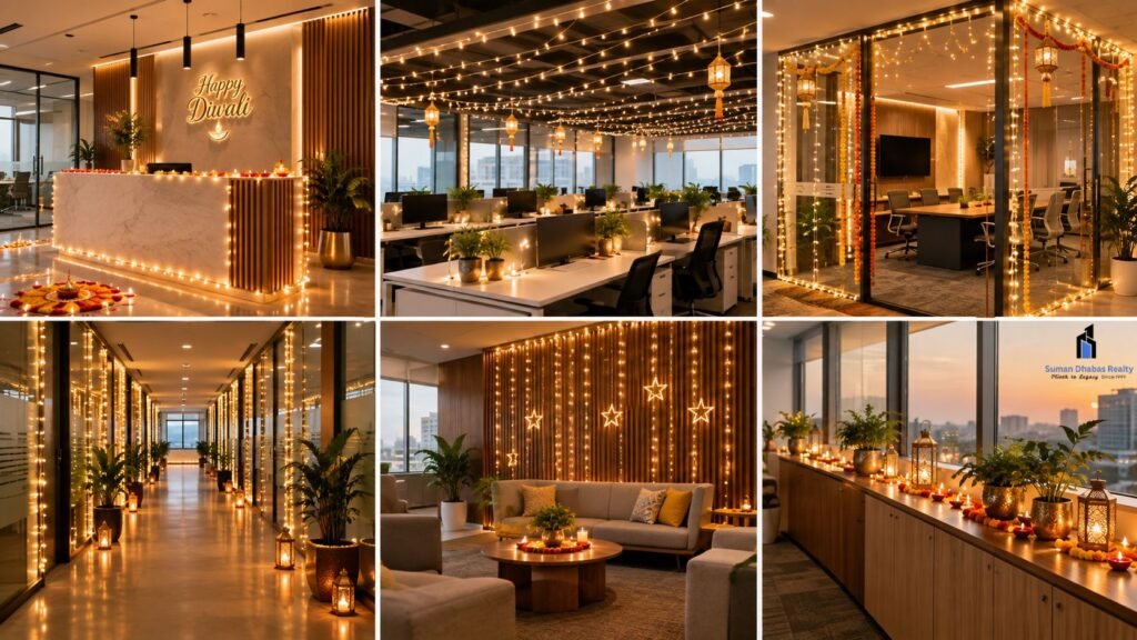 fairy light creative diwali decoration in office
